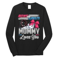 Burnouts Or Bows Gender Reveal Party Announcement Mommy Long Sleeve Shirt