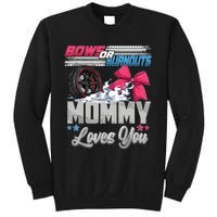 Burnouts Or Bows Gender Reveal Party Announcement Mommy Sweatshirt