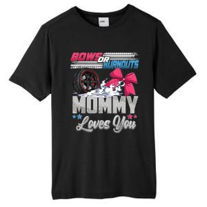 Burnouts Or Bows Gender Reveal Party Announcement Mommy Tall Fusion ChromaSoft Performance T-Shirt