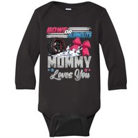 Burnouts Or Bows Gender Reveal Party Announcement Mommy Baby Long Sleeve Bodysuit