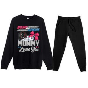 Burnouts Or Bows Gender Reveal Party Announcement Mommy Premium Crewneck Sweatsuit Set