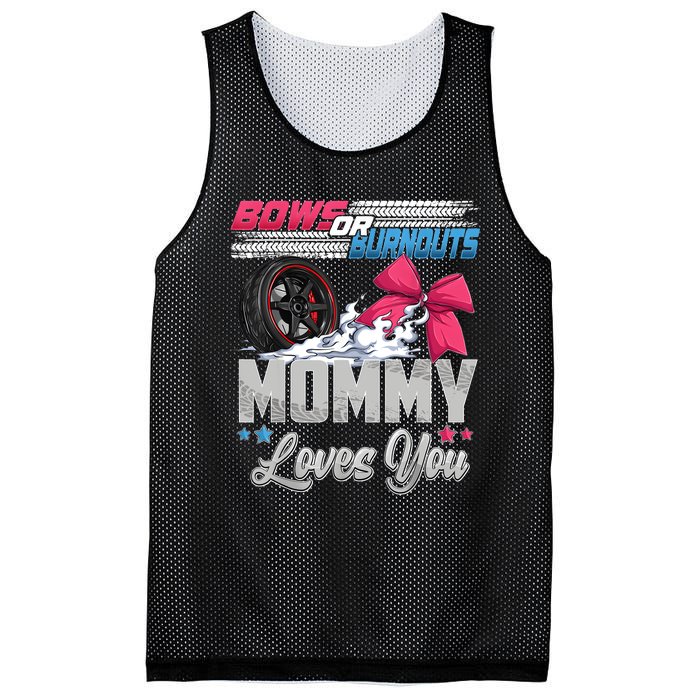 Burnouts Or Bows Gender Reveal Party Announcement Mommy Mesh Reversible Basketball Jersey Tank