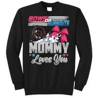 Burnouts Or Bows Gender Reveal Party Announcement Mommy Tall Sweatshirt