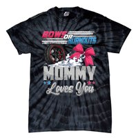 Burnouts Or Bows Gender Reveal Party Announcement Mommy Tie-Dye T-Shirt