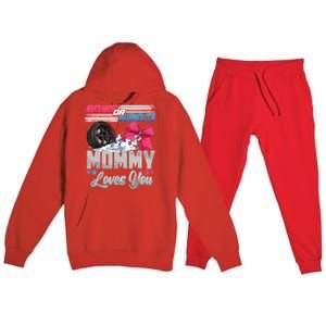 Burnouts Or Bows Gender Reveal Party Announcement Mommy Premium Hooded Sweatsuit Set