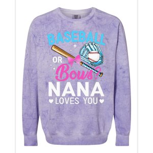 Baseball Or Bows Nana Loves You Gender Reveal Grandma Colorblast Crewneck Sweatshirt