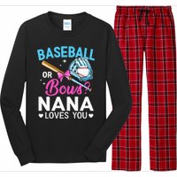 Baseball Or Bows Nana Loves You Gender Reveal Grandma Long Sleeve Pajama Set