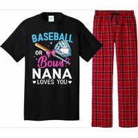 Baseball Or Bows Nana Loves You Gender Reveal Grandma Pajama Set