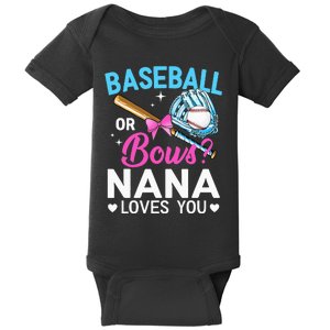 Baseball Or Bows Nana Loves You Gender Reveal Grandma Baby Bodysuit