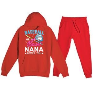 Baseball Or Bows Nana Loves You Gender Reveal Grandma Premium Hooded Sweatsuit Set