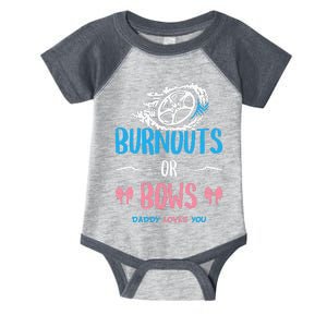 Burnouts or Bows Gender Reveal Baby Party Announcement Dad Infant Baby Jersey Bodysuit