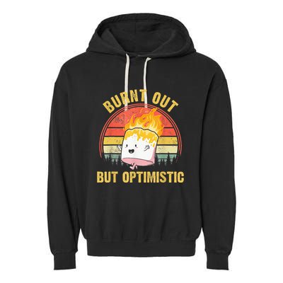 Burnt Out But Optimistic Cute Marshmallow For Camping Garment-Dyed Fleece Hoodie