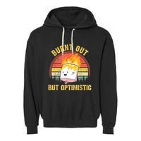 Burnt Out But Optimistic Cute Marshmallow For Camping Garment-Dyed Fleece Hoodie