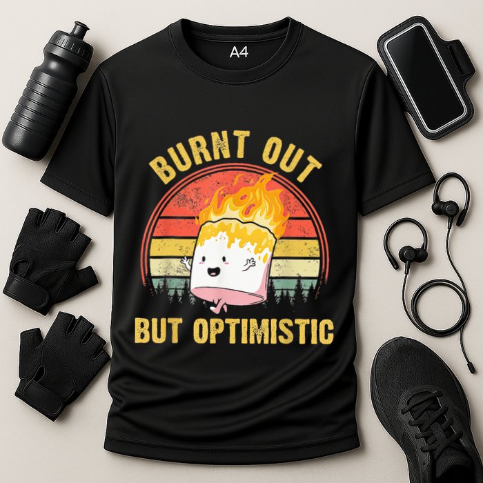 Burnt Out But Optimistic Cute Marshmallow For Camping Performance Shirt