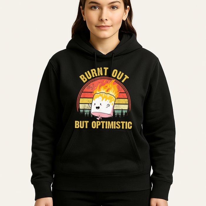 Burnt Out But Optimistic Cute Marshmallow For Camping Hoodie