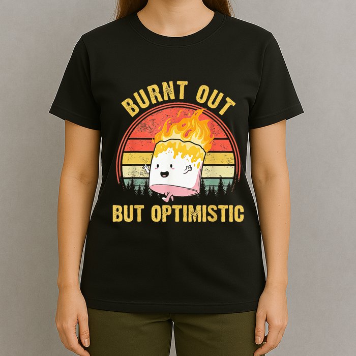 Burnt Out But Optimistic Cute Marshmallow For Camping T-Shirt