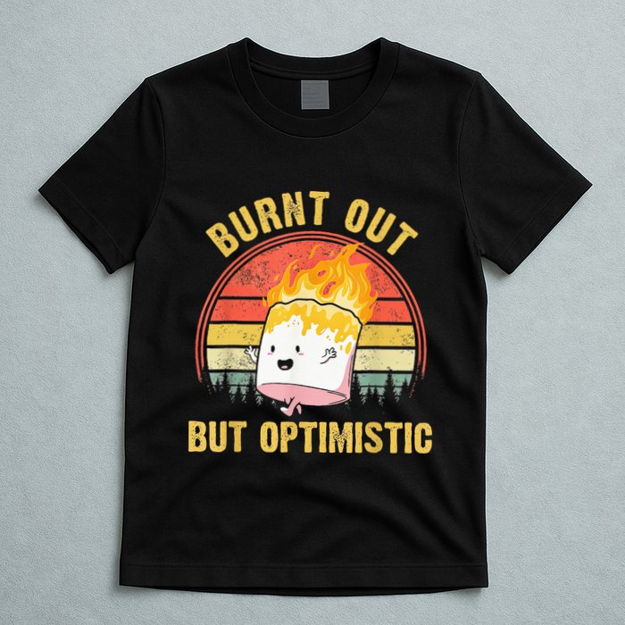 Burnt Out But Optimistic Cute Marshmallow For Camping T-Shirt