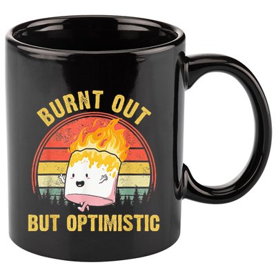 Burnt Out But Optimistic Cute Marshmallow For Camping 11oz C Handle Ceramic Mug