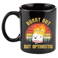 Burnt Out But Optimistic Cute Marshmallow For Camping 11oz C Handle Ceramic Mug