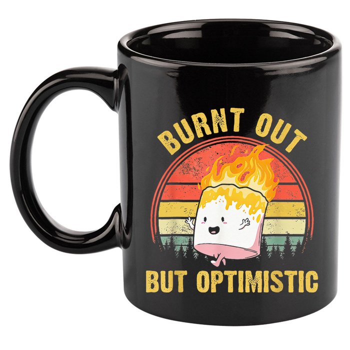 Burnt Out But Optimistic Cute Marshmallow For Camping 11oz C Handle Ceramic Mug