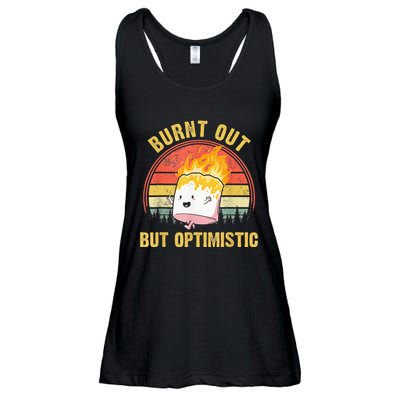 Burnt Out But Optimistic Cute Marshmallow For Camping Ladies Essential Flowy Tank