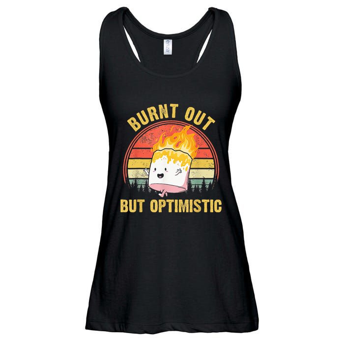 Burnt Out But Optimistic Cute Marshmallow For Camping Ladies Essential Flowy Tank