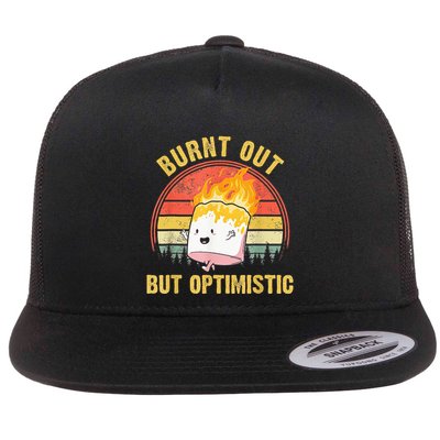 Burnt Out But Optimistic Cute Marshmallow For Camping Flatbill Hat