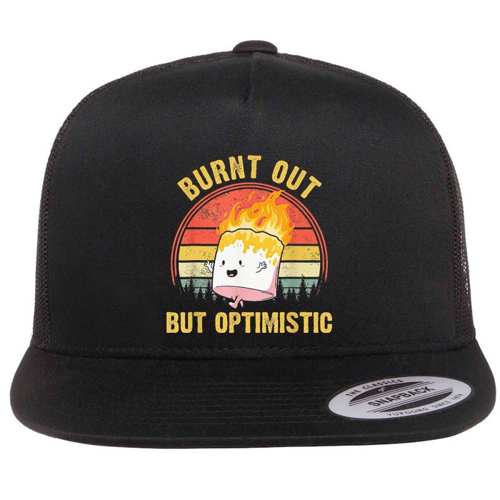 Burnt Out But Optimistic Cute Marshmallow For Camping Flatbill Hat
