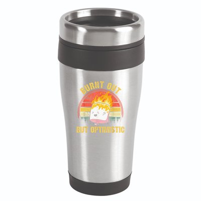 Burnt Out But Optimistic Cute Marshmallow For Camping 16oz Travel Tumbler