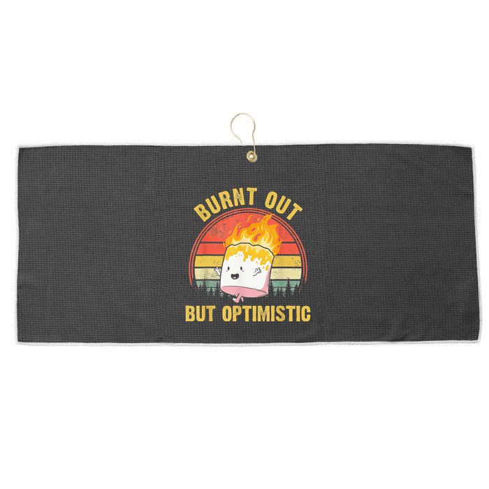Burnt Out But Optimistic Cute Marshmallow For Camping Large Microfiber Waffle Golf Towel