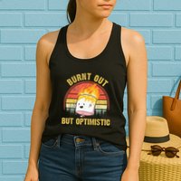Burnt Out But Optimistic Cute Marshmallow For Camping Womens Tank Top