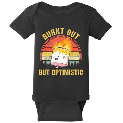 Burnt Out But Optimistic Cute Marshmallow For Camping Baby Bodysuit