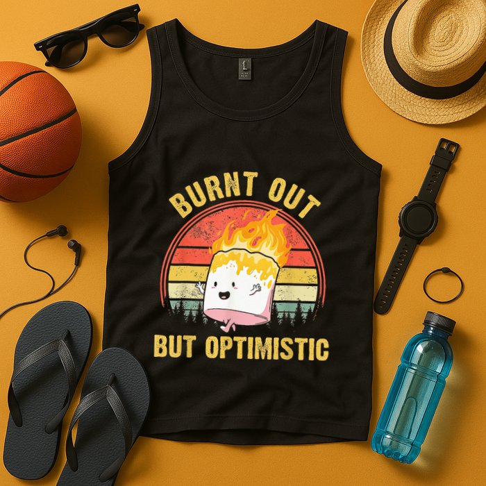 Burnt Out But Optimistic Cute Marshmallow For Camping Tank Top