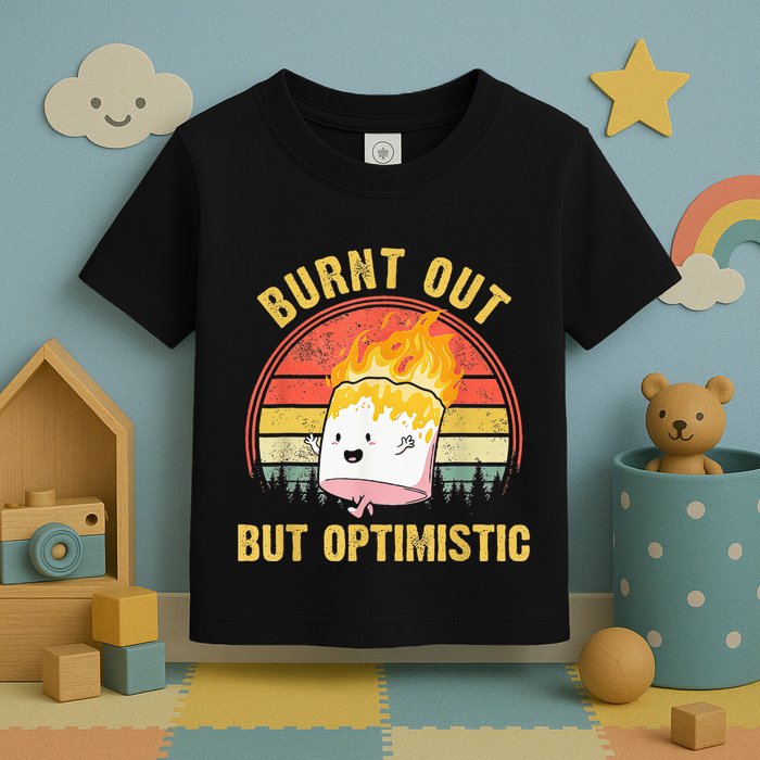 Burnt Out But Optimistic Cute Marshmallow For Camping Toddler T-Shirt