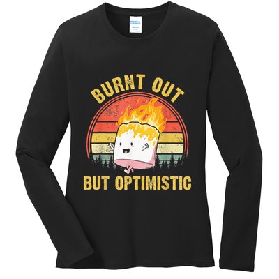 Burnt Out But Optimistic Cute Marshmallow For Camping Ladies Long Sleeve Shirt
