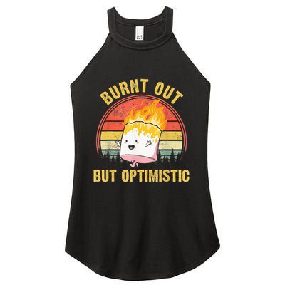 Burnt Out But Optimistic Cute Marshmallow For Camping Women's Perfect Tri Rocker Tank