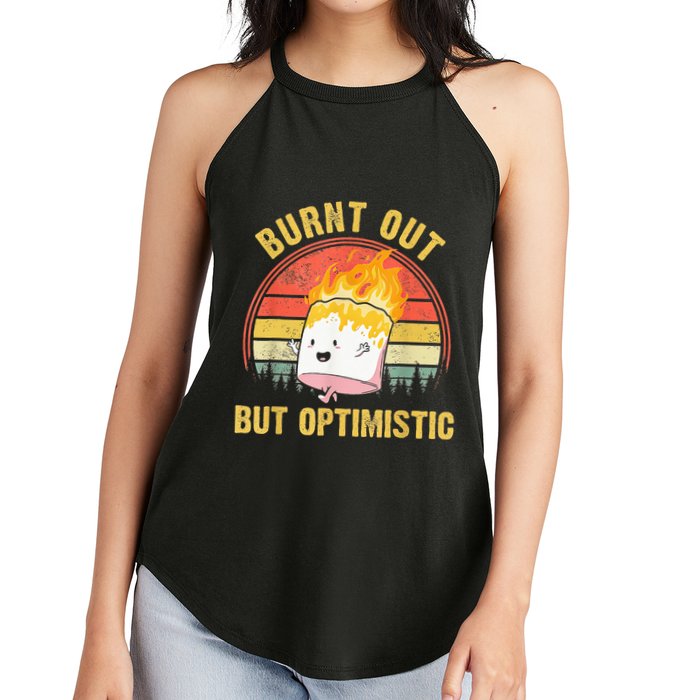 Burnt Out But Optimistic Cute Marshmallow For Camping Women's Perfect Tri Rocker Tank