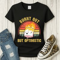 Burnt Out But Optimistic Cute Marshmallow For Camping Womens T-Shirt