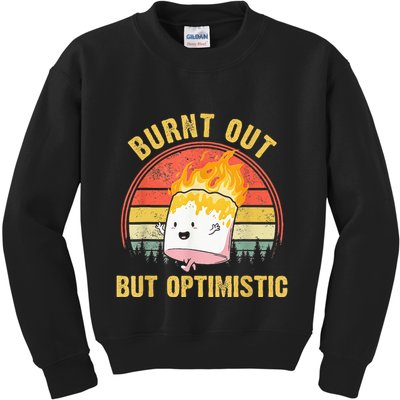 Burnt Out But Optimistic Cute Marshmallow For Camping Kids Sweatshirt