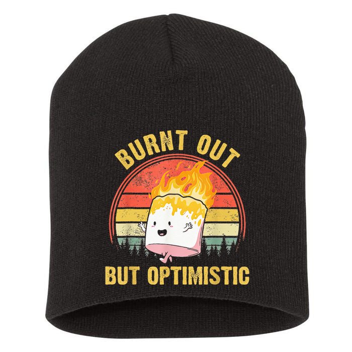 Burnt Out But Optimistic Cute Marshmallow For Camping Short Acrylic Beanie