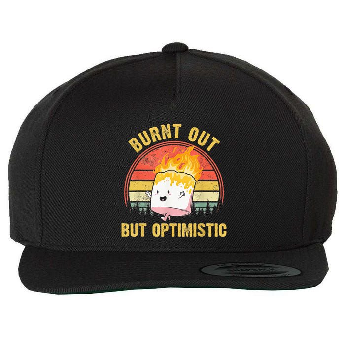 Burnt Out But Optimistic Cute Marshmallow For Camping Wool Snapback Cap