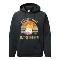 Burnt Out But Optimistic Retro Vintage Sunset Performance Fleece Hoodie