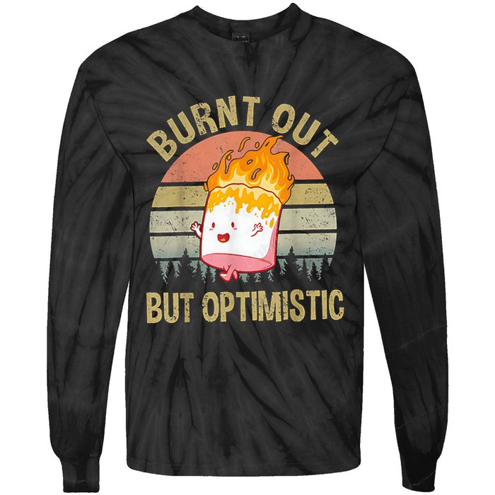 Burnt Out But Optimistic Retro Vintage Sunset Tie-Dye Long Sleeve Shirt