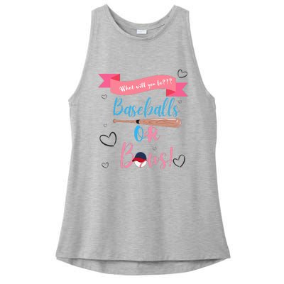 Baseball Or Bows Gender Reveal Ladies PosiCharge Tri-Blend Wicking Tank