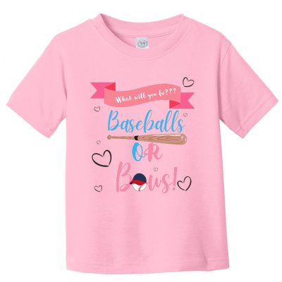 Baseball Or Bows Gender Reveal Toddler T-Shirt