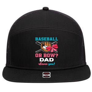 Baseball Or Bows Dad Announcet Gender Reveal Gift 7 Panel Mesh Trucker Snapback Hat