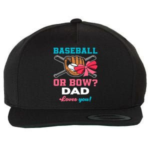 Baseball Or Bows Dad Announcet Gender Reveal Gift Wool Snapback Cap