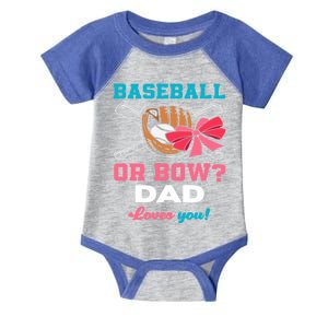 Baseball Or Bows Dad Announcet Gender Reveal Gift Infant Baby Jersey Bodysuit