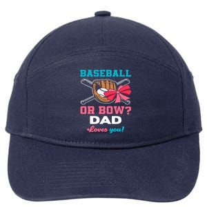 Baseball Or Bows Dad Announcet Gender Reveal Gift 7-Panel Snapback Hat