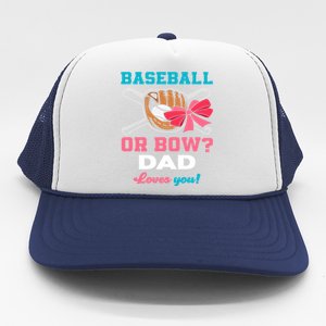 Baseball Or Bows Dad Announcet Gender Reveal Gift Trucker Hat